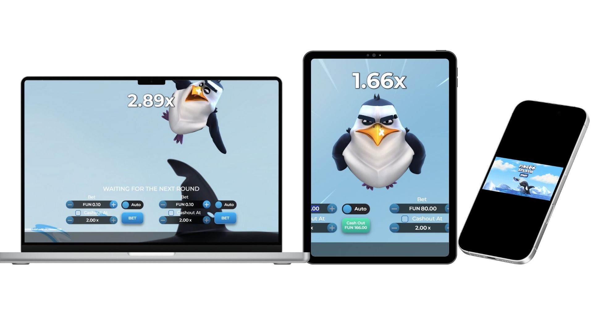 Le jeu Pingoo Splash fonctionnant parfaitement sur mobile, tablette et ordinateur.